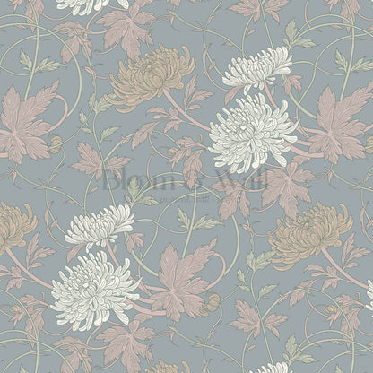 Maile Spider Chrysanthemum Grey Dust Wallpaper