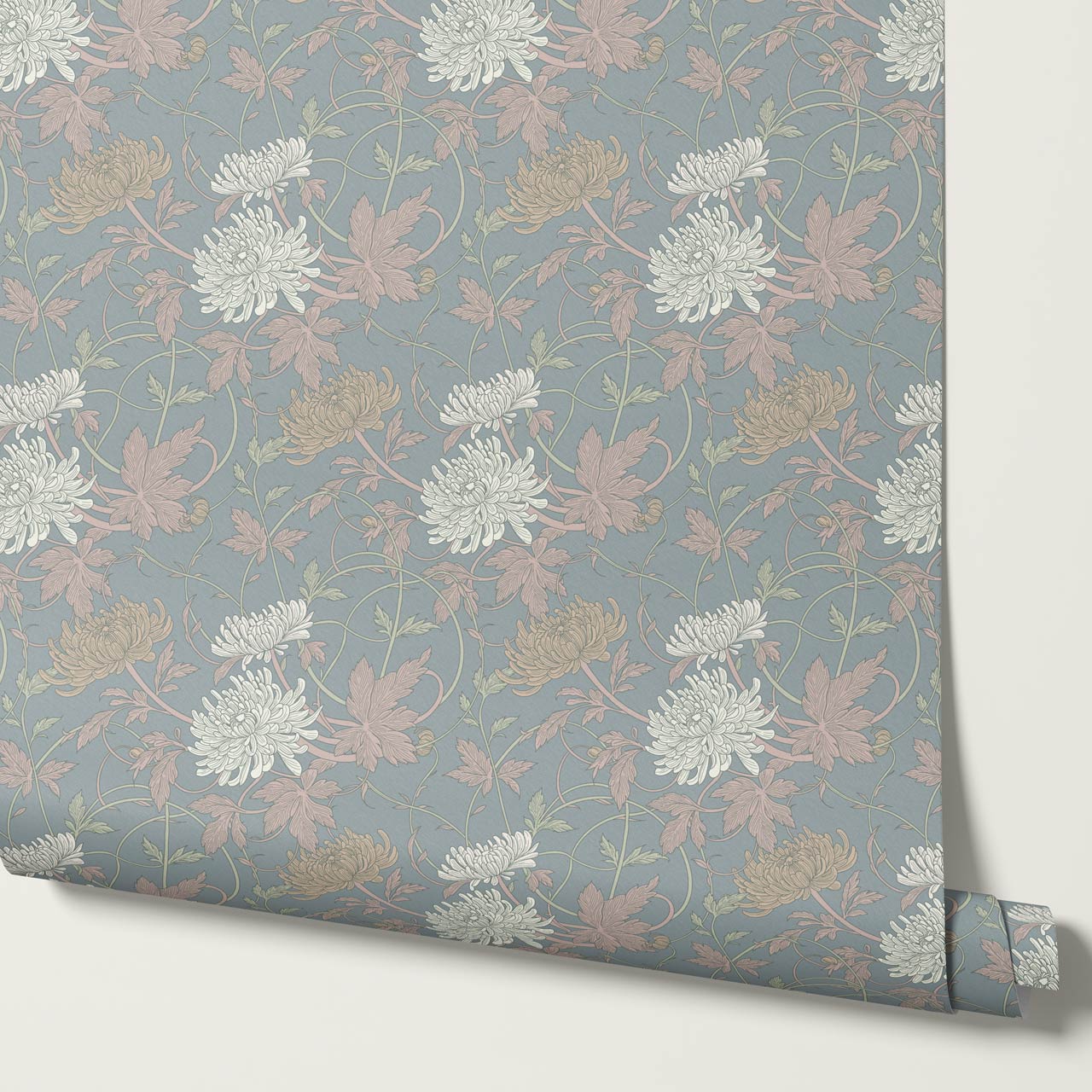 Maile Spider Chrysanthemum Grey Dust Wallpaper