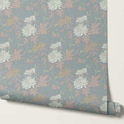 Maile Spider Chrysanthemum Grey Dust Wallpaper