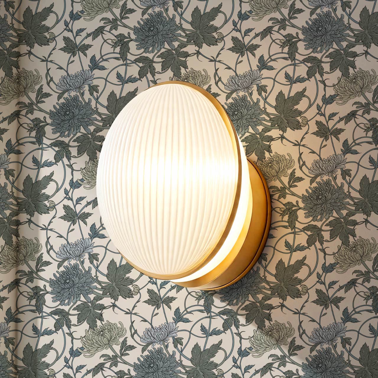 Maile Spider Chrysanthemum Ivory Sea Wallpaper