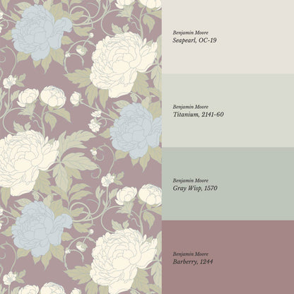 Maira Large Peonies Mulberry Wallpaper