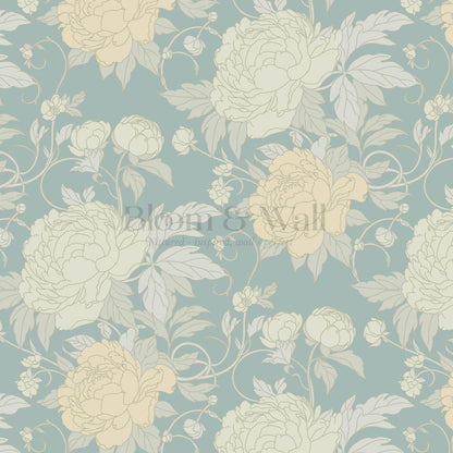 Maira Large Peonies Jade Sea Wallpaper