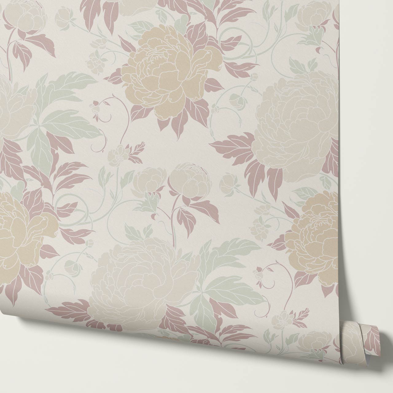 Maira Large Peonies Fawn Wallpaper