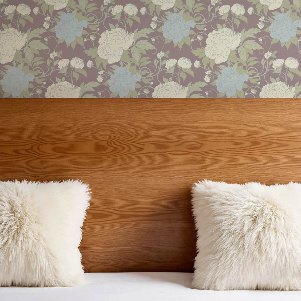 Maira Large Peonies Mulberry Wallpaper