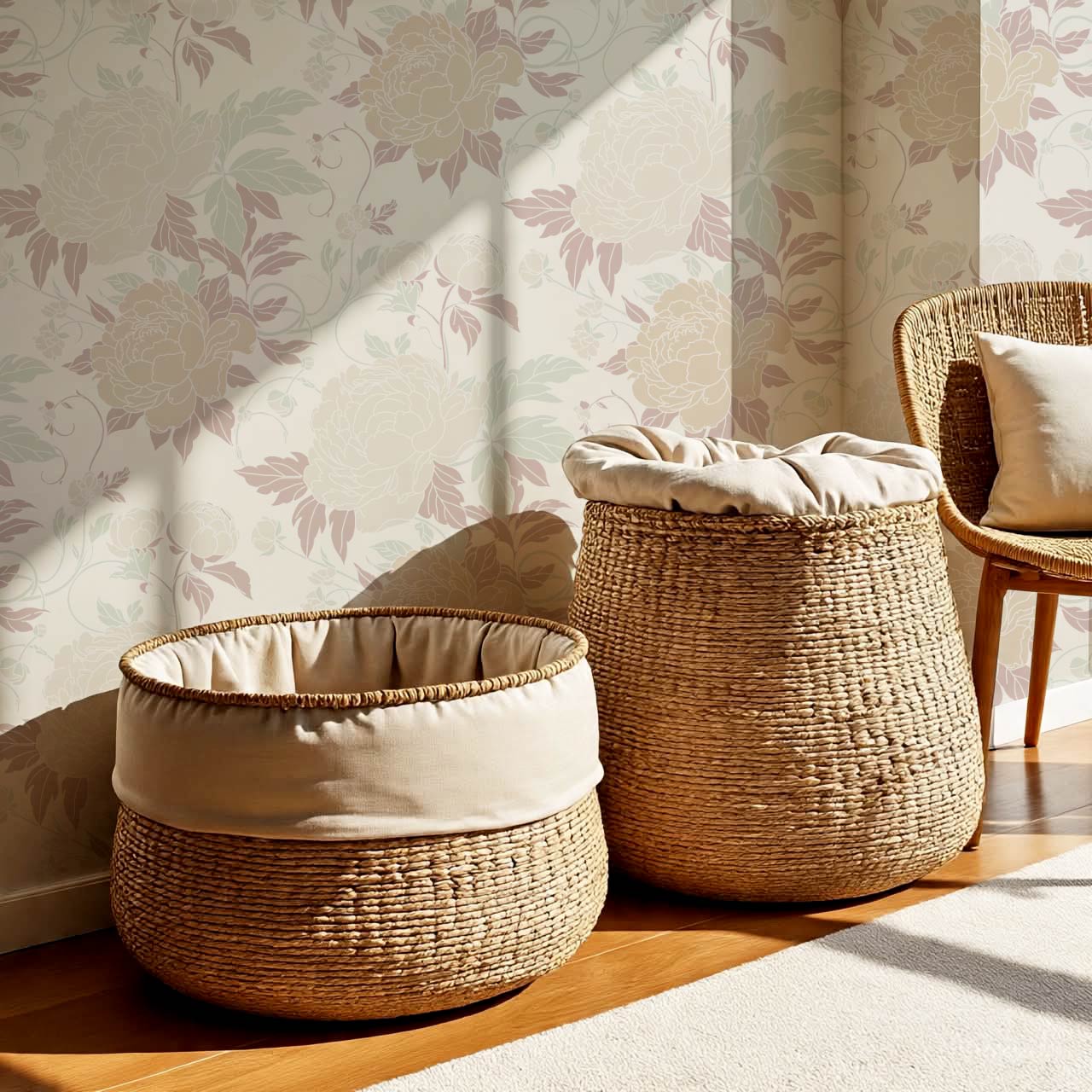 Maira Large Peonies Fawn Wallpaper
