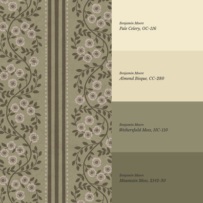 Maite Blooming Vines Sage Olive Wallpaper