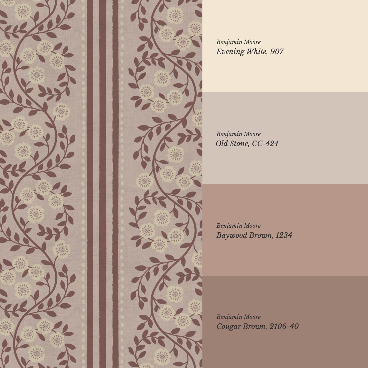 Maite Blooming Vines Wine Rose Dust Wallpaper