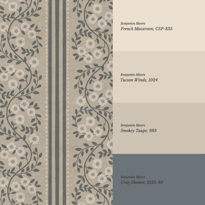 Maite Blooming Vines Slate Taupe Wallpaper