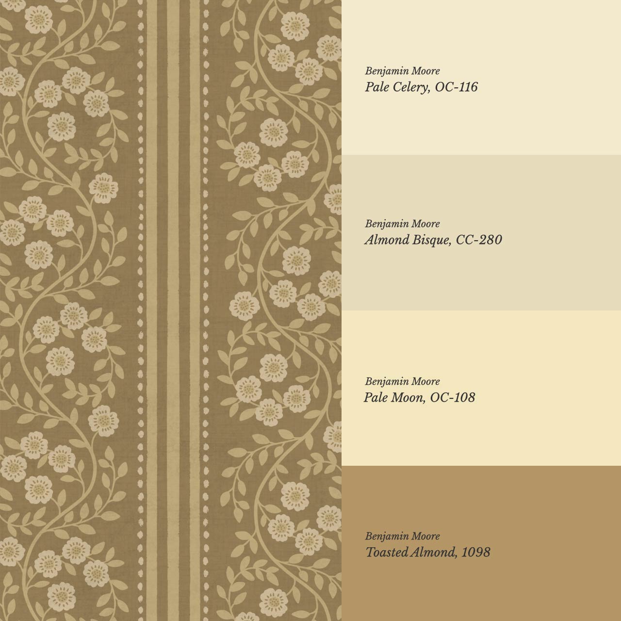 Maite Blooming Vines Warm Honey Mustard Wallpaper