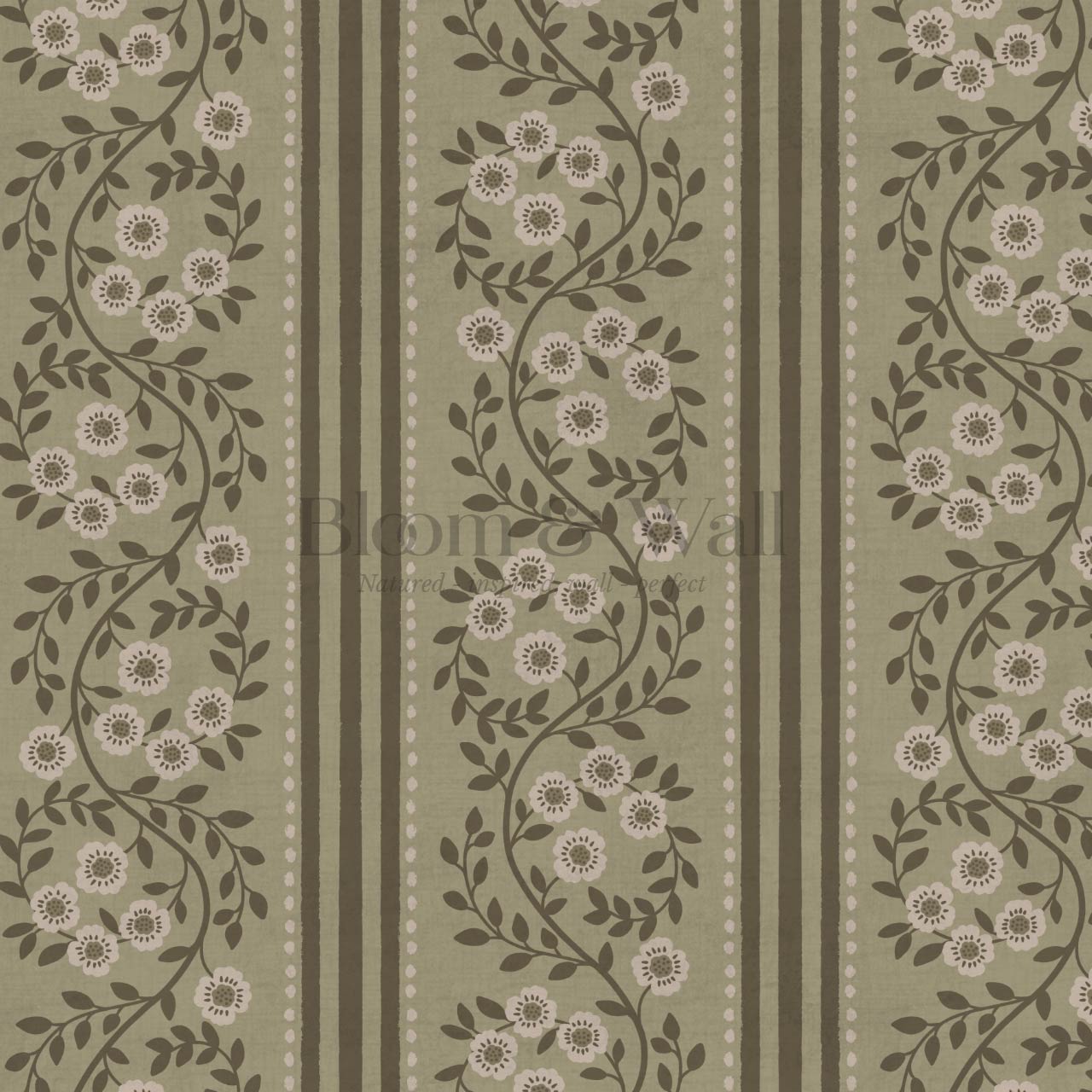 Maite Blooming Vines Sage Olive Wallpaper