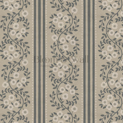 Maite Blooming Vines Slate Taupe Wallpaper