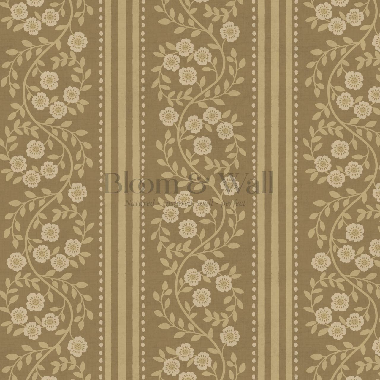 Maite Blooming Vines Warm Honey Mustard Wallpaper