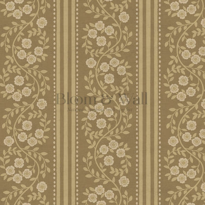 Maite Blooming Vines Warm Honey Mustard Wallpaper