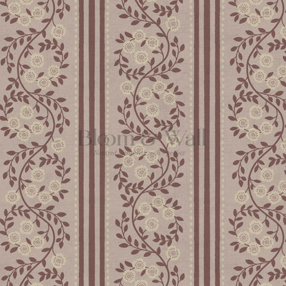 Maite Blooming Vines Wine Rose Dust Wallpaper