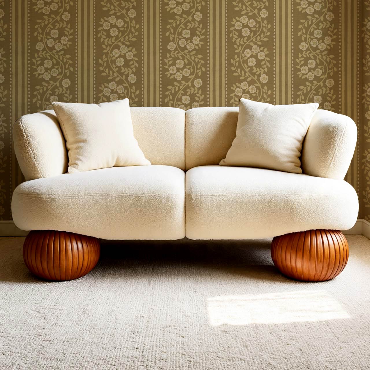 Maite Blooming Vines Warm Honey Mustard Wallpaper
