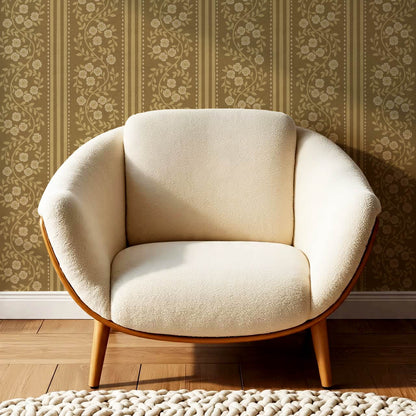 Maite Blooming Vines Warm Honey Mustard Wallpaper