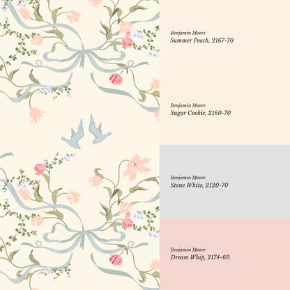 Eulalia Ribbon Garden Butter Wallpaper