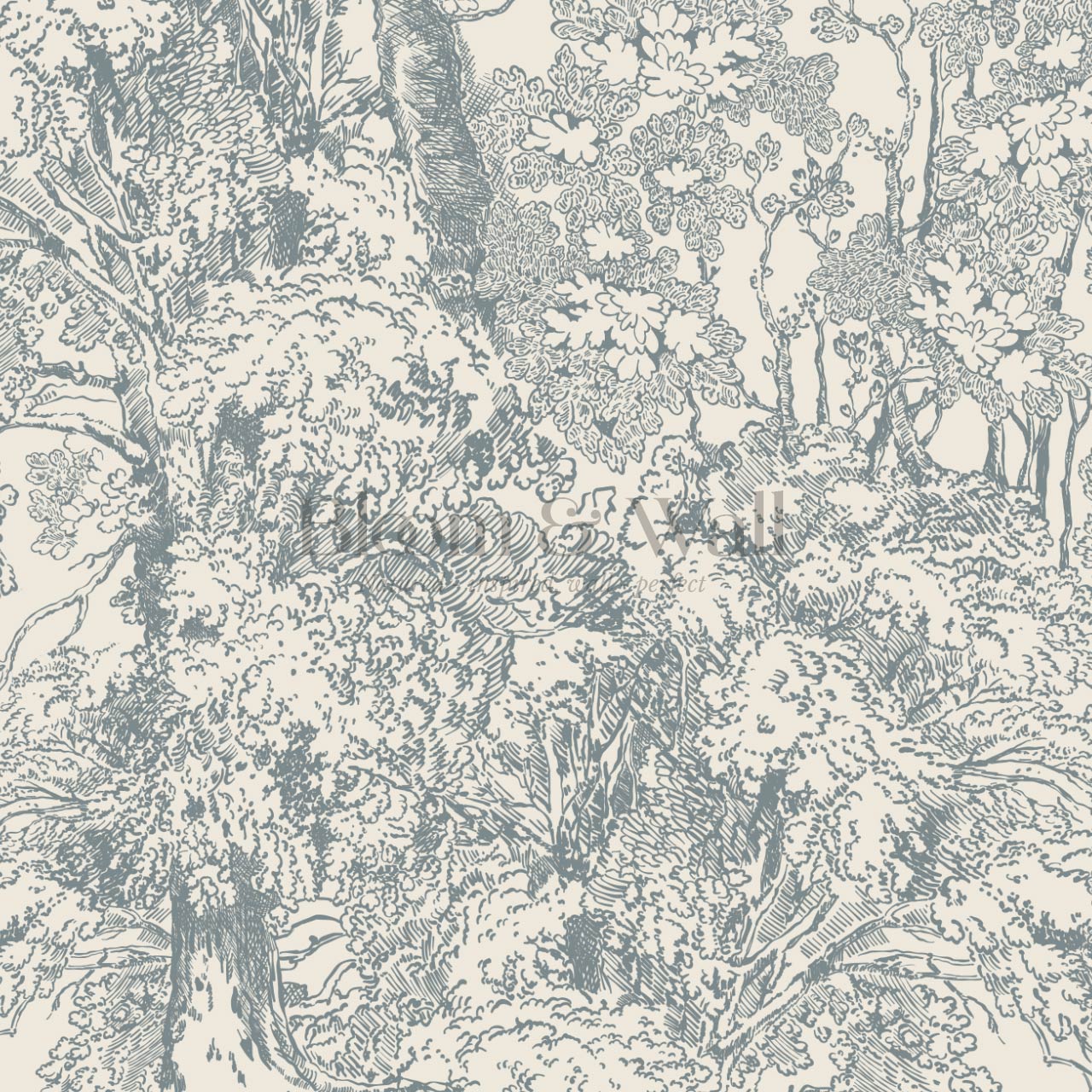 Manuela Heritage Forest Cream Dove Gray Wallpaper