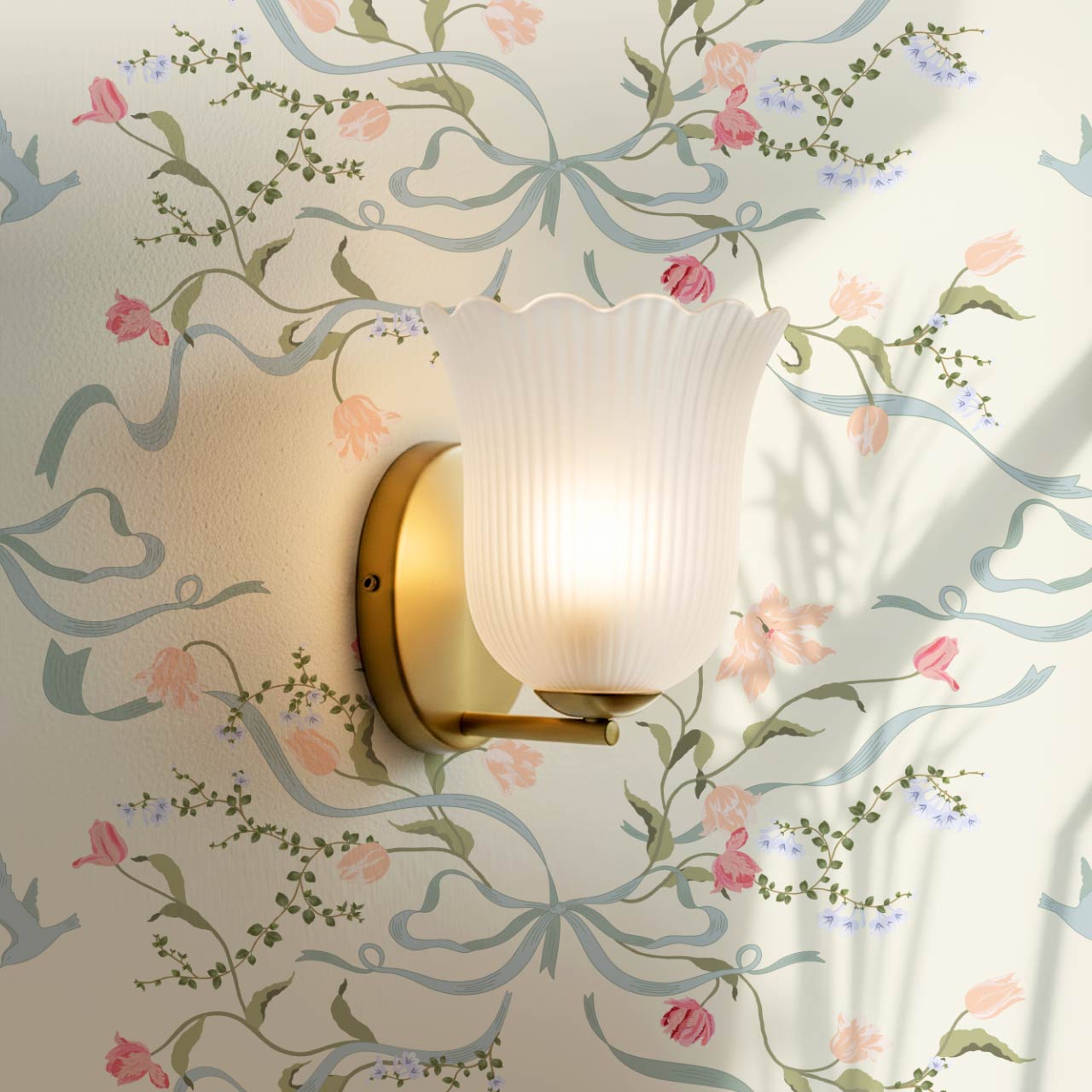 Eulalia Ribbon Garden Butter Wallpaper