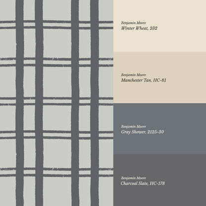Marceline Plaid Slate Gray Wallpaper
