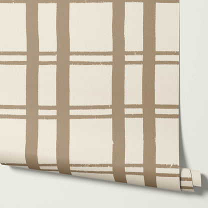 Marceline Plaid Neutral Wallpaper