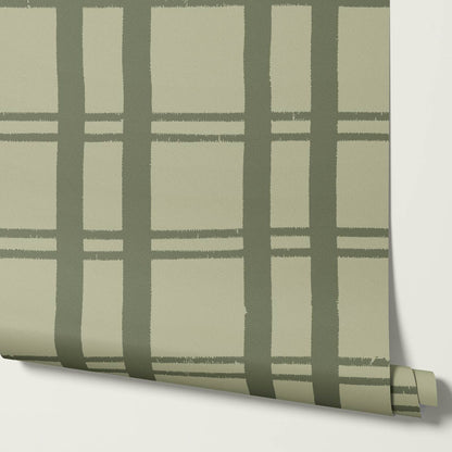 Marceline Plaid Sage Wallpaper