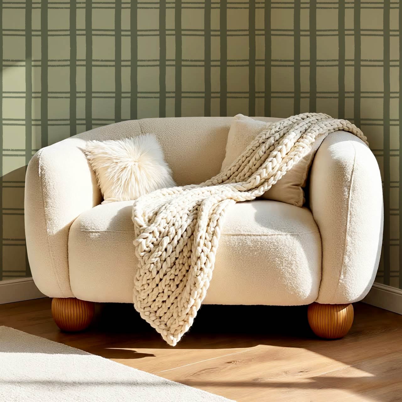 Marceline Plaid Sage Wallpaper