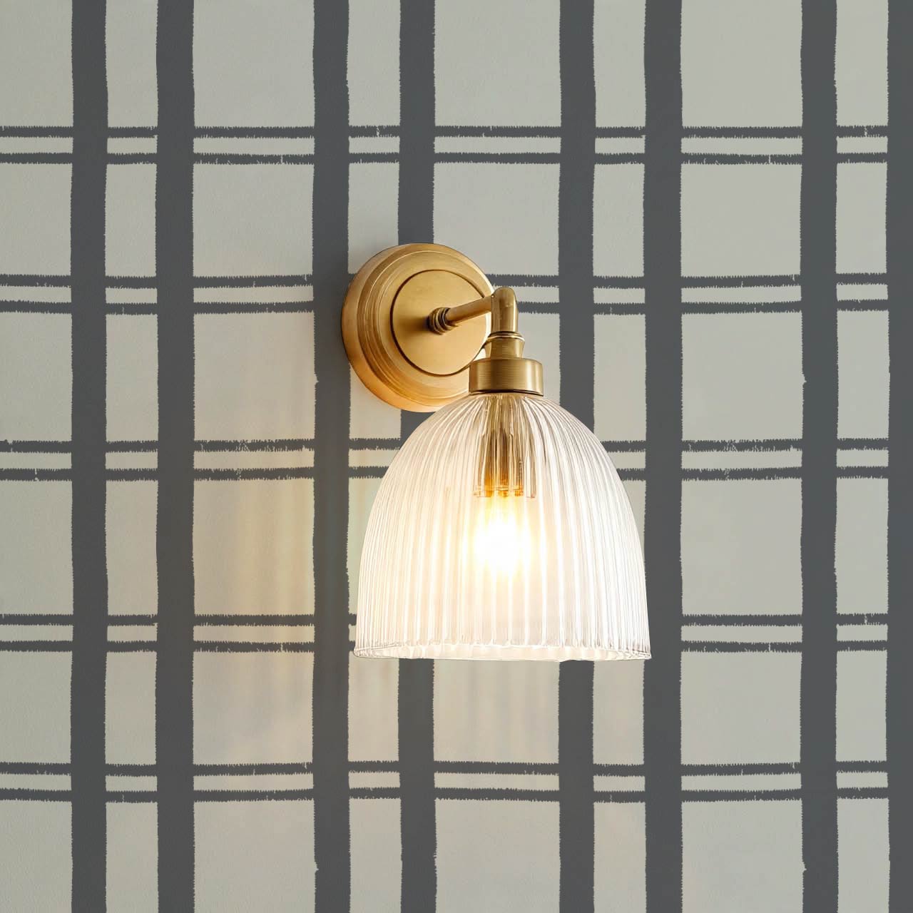 Marceline Plaid Slate Gray Wallpaper