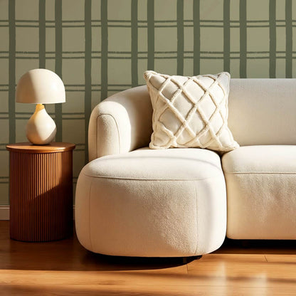 Marceline Plaid Sage Wallpaper