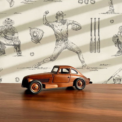 Marco Classic Baseball Toile Gray Taupe Wallpaper