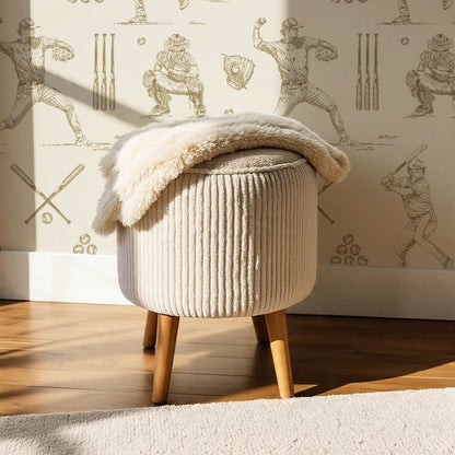 Marco Classic Baseball Toile Olive Taupe Wallpaper