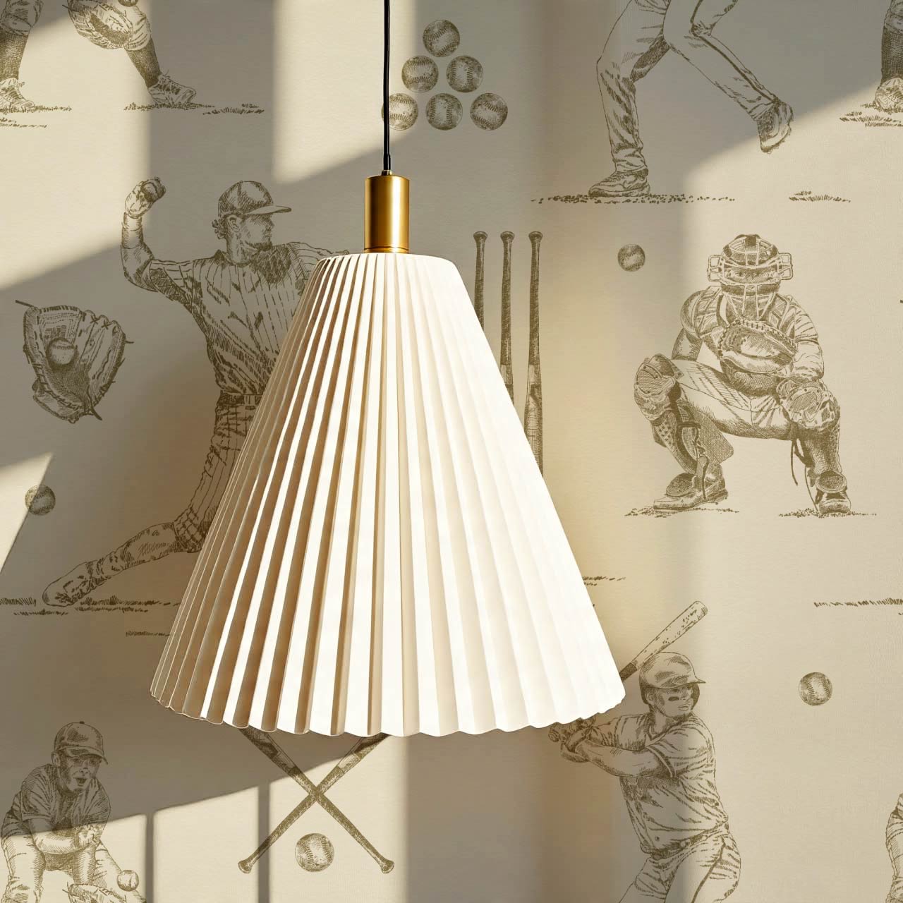Marco Classic Baseball Toile Olive Taupe Wallpaper
