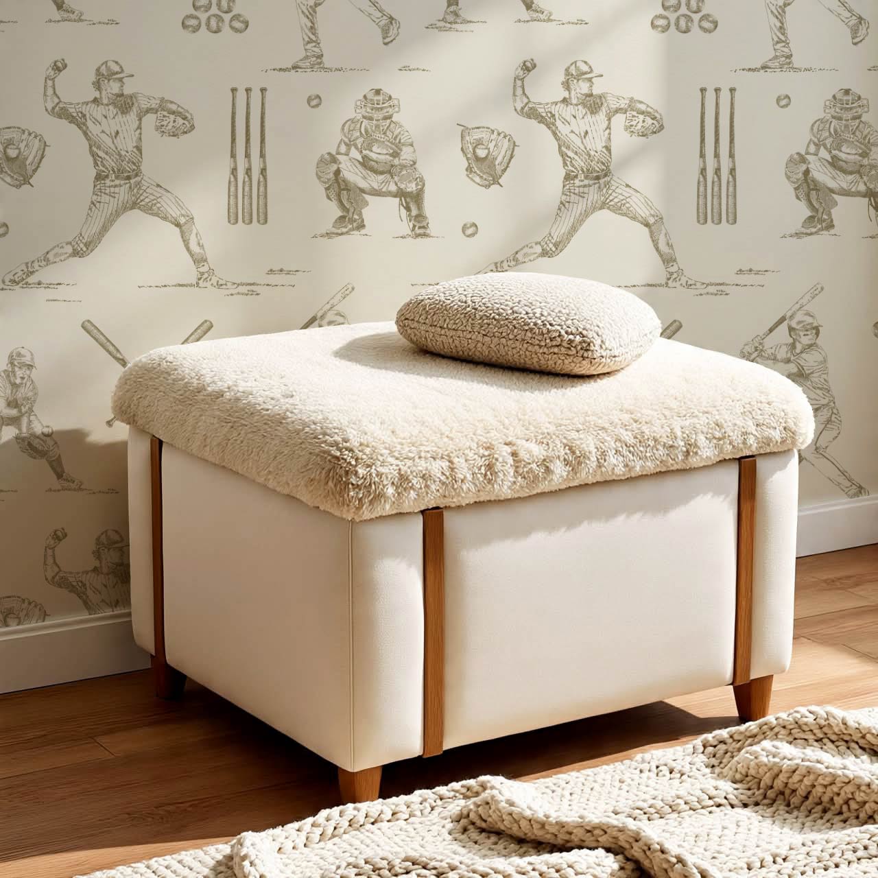 Marco Classic Baseball Toile Olive Taupe Wallpaper