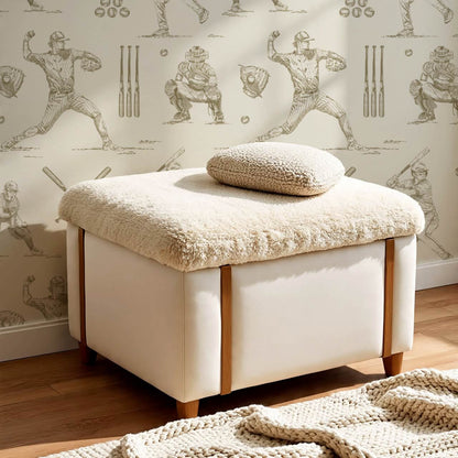 Marco Classic Baseball Toile Olive Taupe Wallpaper