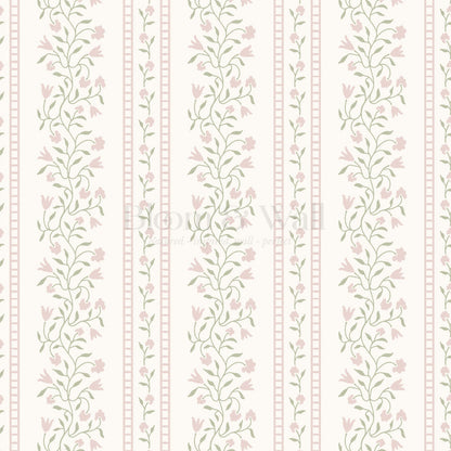 Margaret Botanical Vines Pink Wallpaper