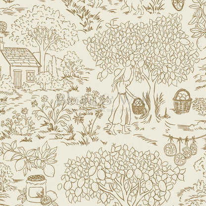 Margaux Countryside Lemon Toile Wallpaper
