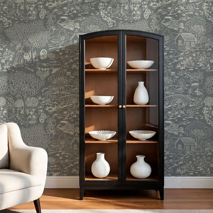 Margaux Countryside Lemon Toile Slate Wallpaper