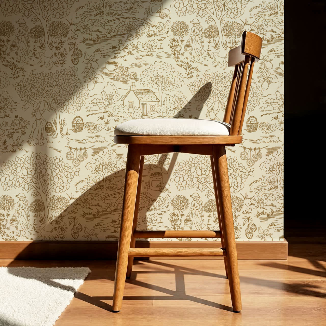 Margaux Countryside Lemon Toile Wallpaper