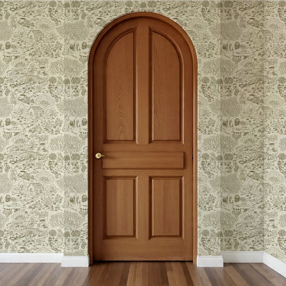 Margaux Countryside Lemon Toile Moss Green Wallpaper