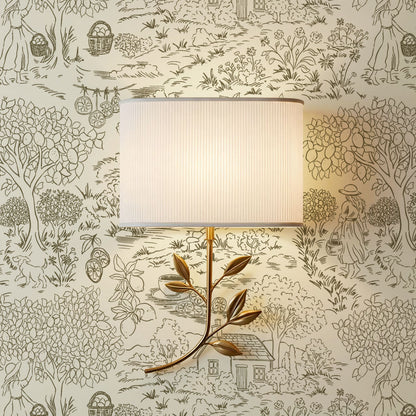 Margaux Countryside Lemon Toile Moss Green Wallpaper