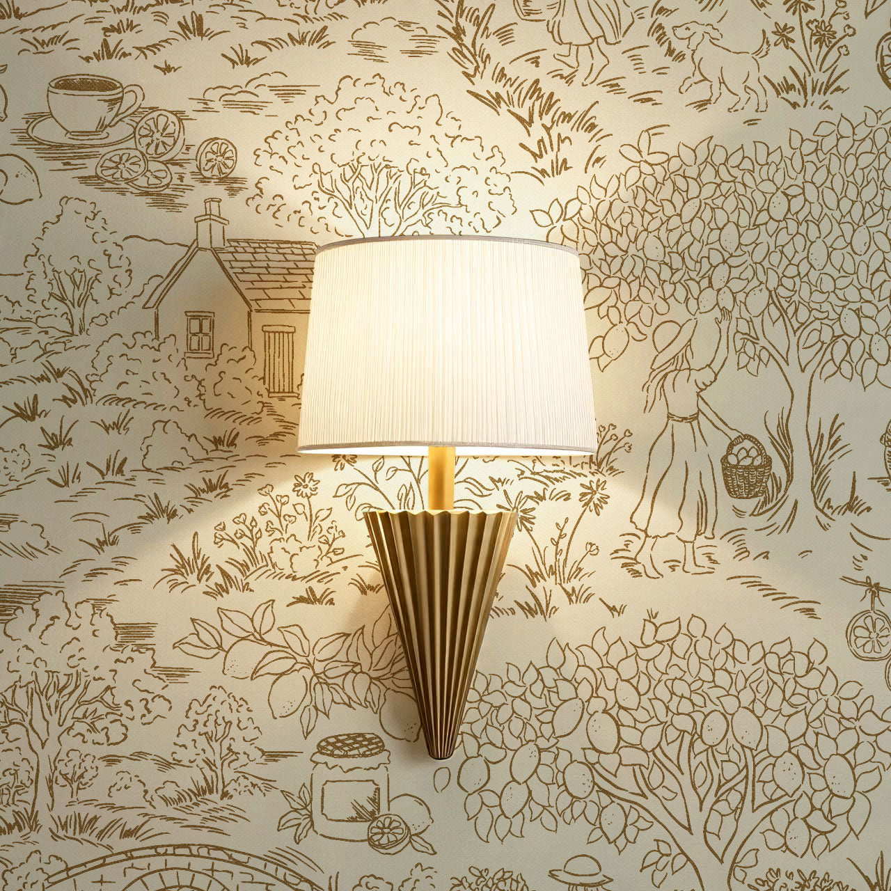 Margaux Countryside Lemon Toile Wallpaper