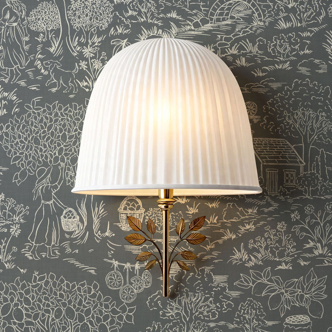 Margaux Countryside Lemon Toile Slate Wallpaper