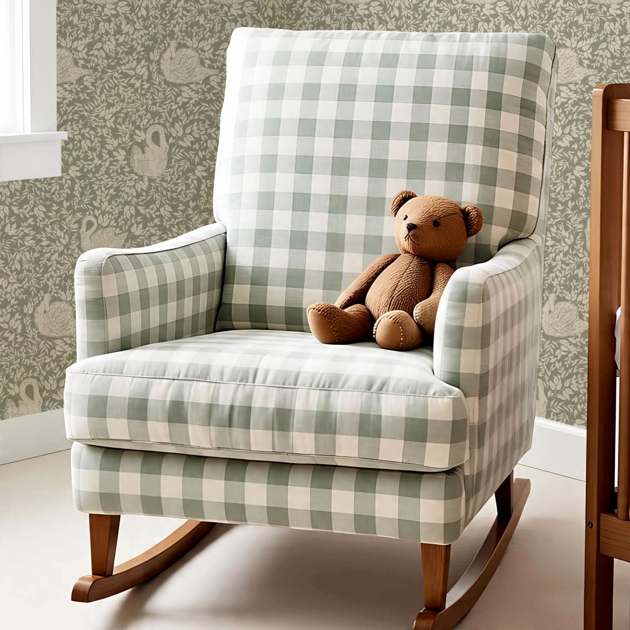 Margot Pale Sage Swans Wallpaper