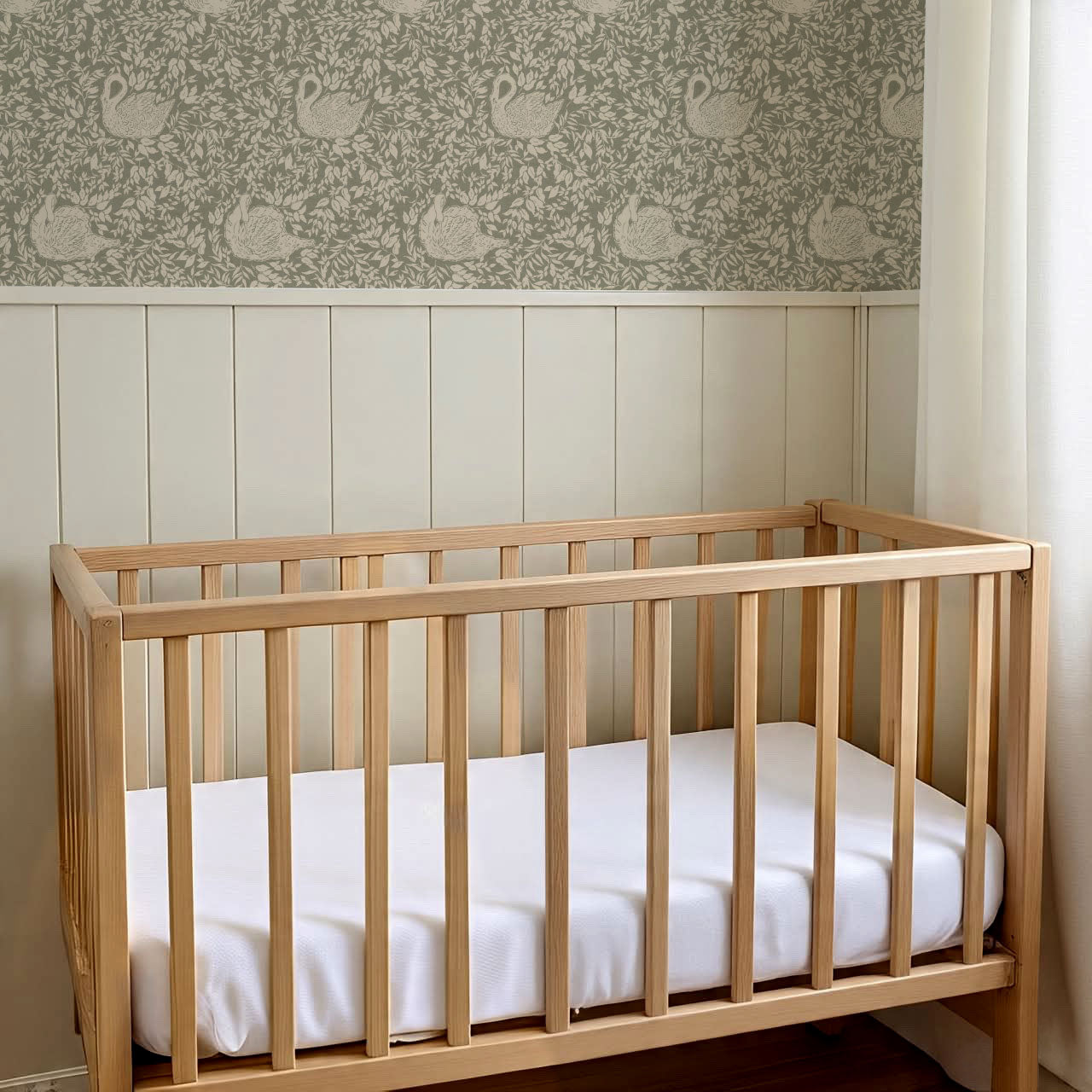 Margot Pale Sage Swans Wallpaper