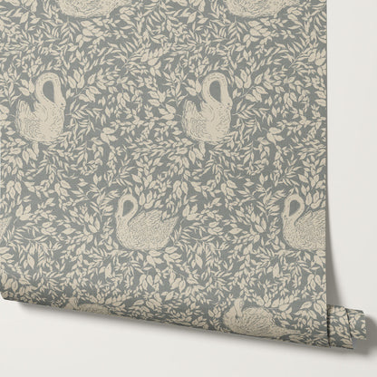 Margot Smoky Gray Swans Wallpaper