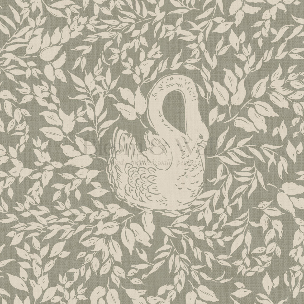Margot Pale Sage Swans Wallpaper