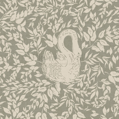Margot Pale Sage Swans Wallpaper