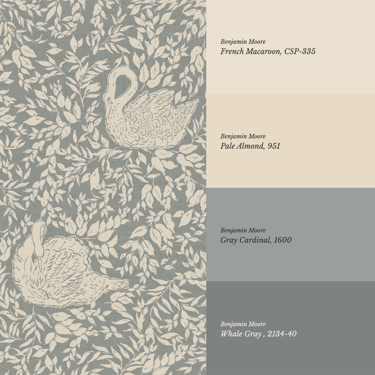 Margot Smoky Gray Swans Wallpaper
