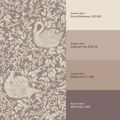 Margot Rose Mauve Swans Wallpaper