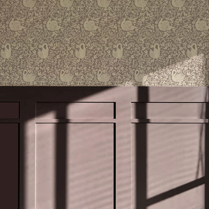 Margot Rose Mauve Swans Wallpaper